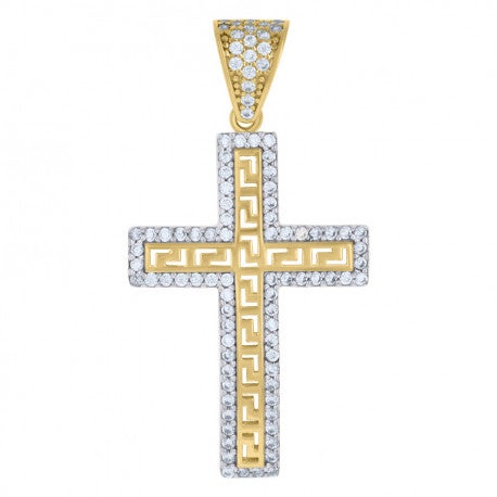 その他 mayuu 10kt Two-tone Gold Cubic-Zirconia Cross Charm Pendant